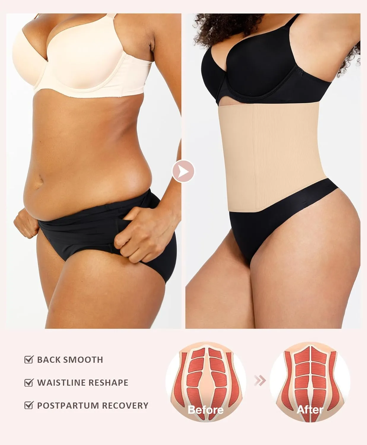FeelinGirl Waist Trainer for Women Tummy Control Postpartum Underbust Cincher Stomach Compression Workout Belly Wrap
