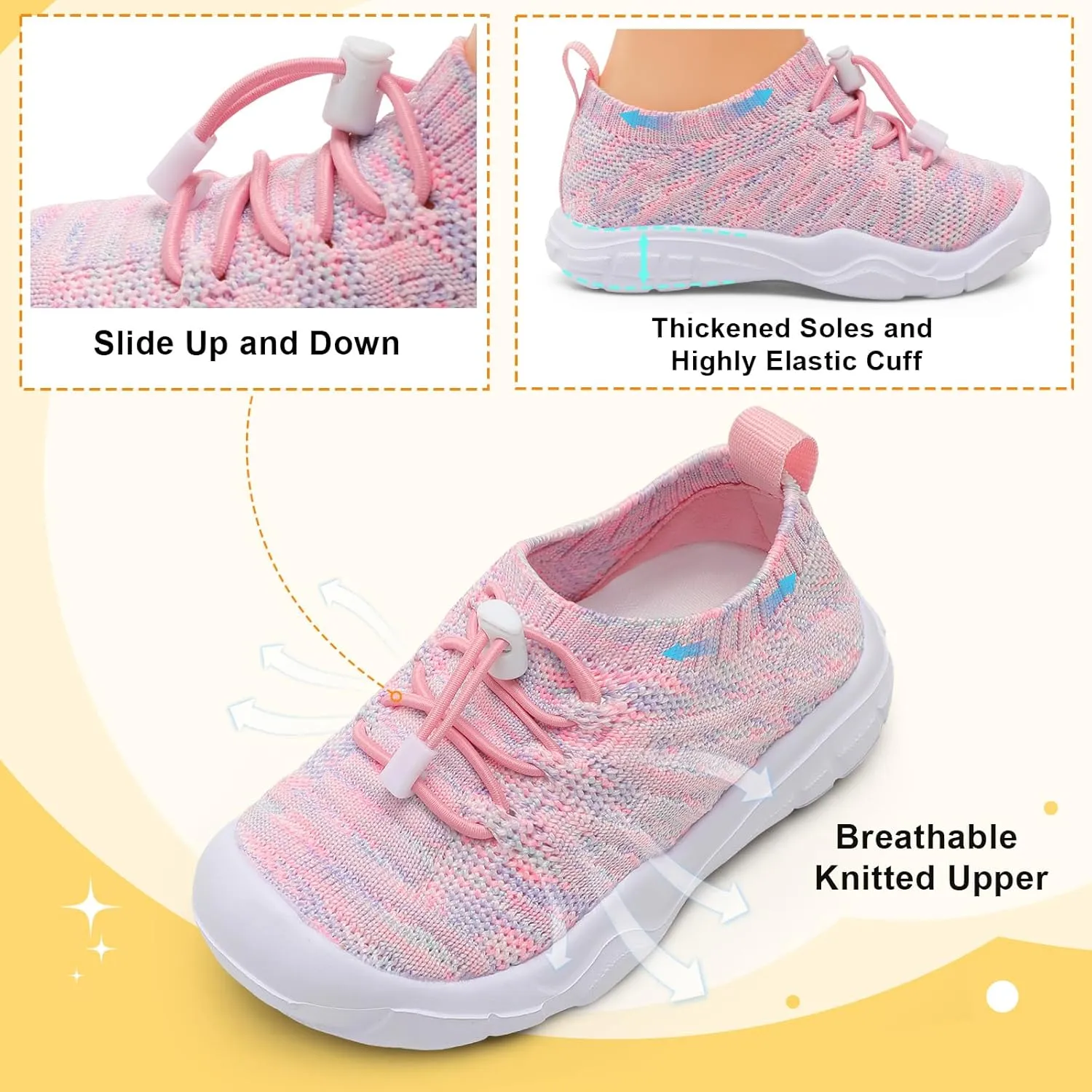 FEETCITY Toddler Slip On Shoes Boys Girls Wide Toddler Tennis Shoes Sports Walking Sneakers