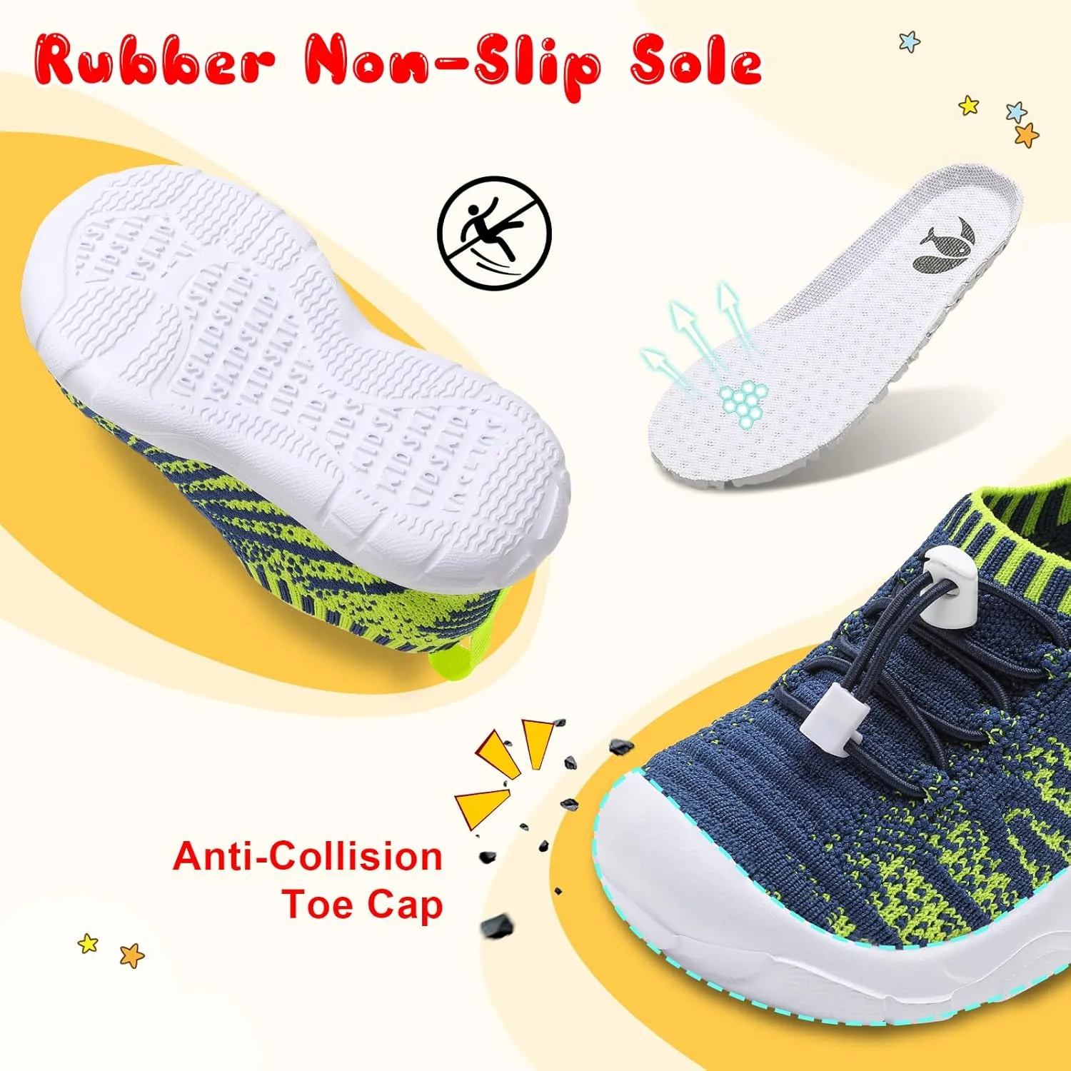 FEETCITY Toddler Slip On Shoes Boys Girls Wide Toddler Tennis Shoes Sports Walking Sneakers