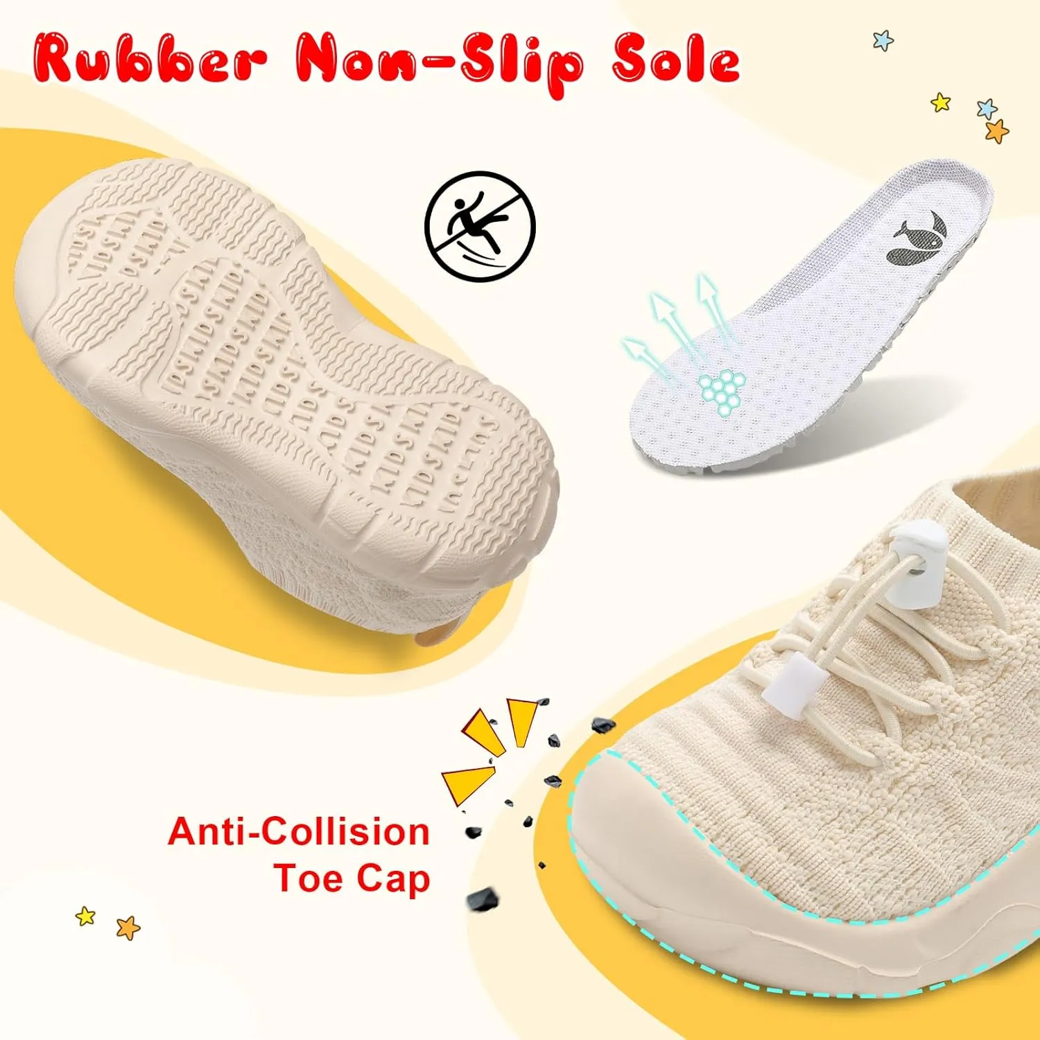 FEETCITY Toddler Slip On Shoes Boys Girls Wide Toddler Tennis Shoes Sports Walking Sneakers