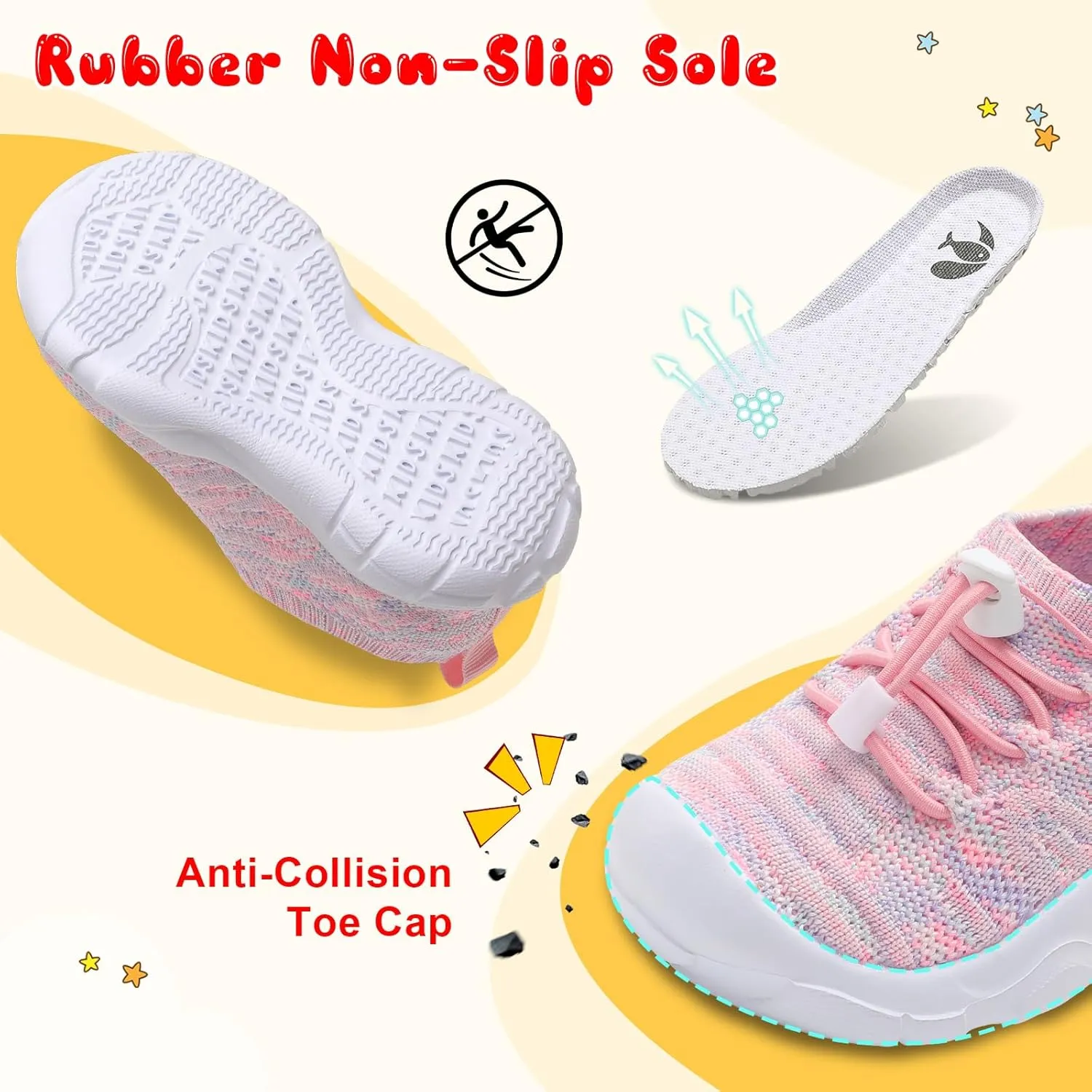 FEETCITY Toddler Slip On Shoes Boys Girls Wide Toddler Tennis Shoes Sports Walking Sneakers