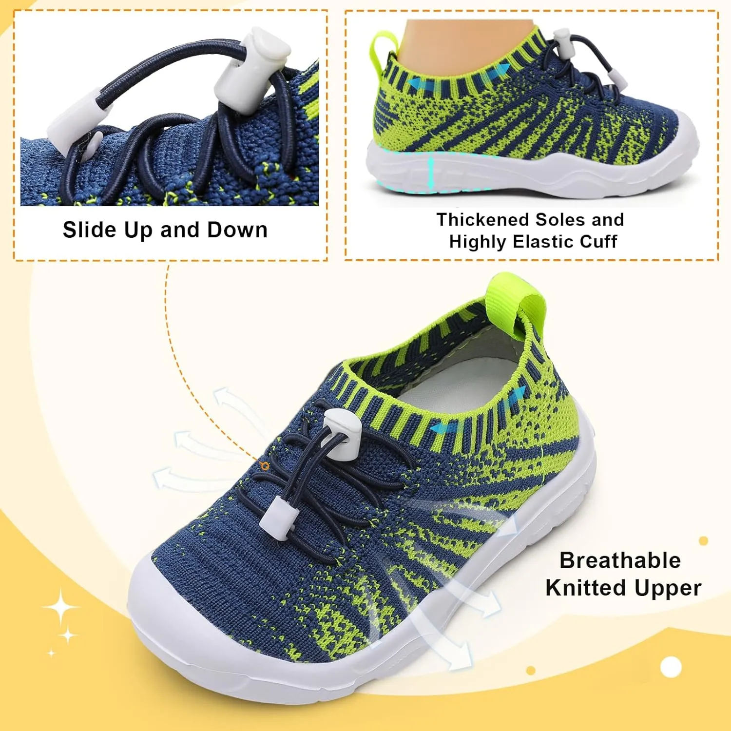 FEETCITY Toddler Slip On Shoes Boys Girls Wide Toddler Tennis Shoes Sports Walking Sneakers