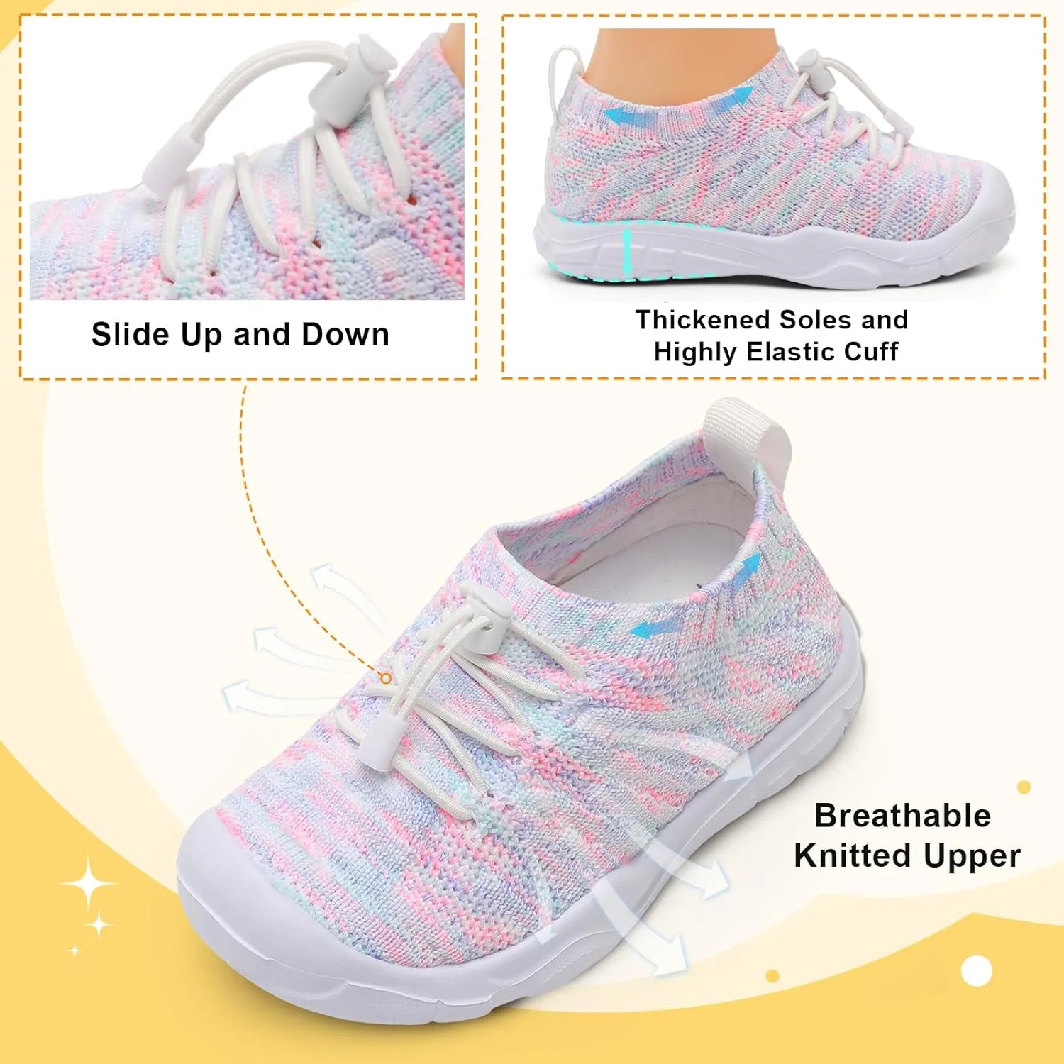 FEETCITY Toddler Slip On Shoes Boys Girls Wide Toddler Tennis Shoes Sports Walking Sneakers