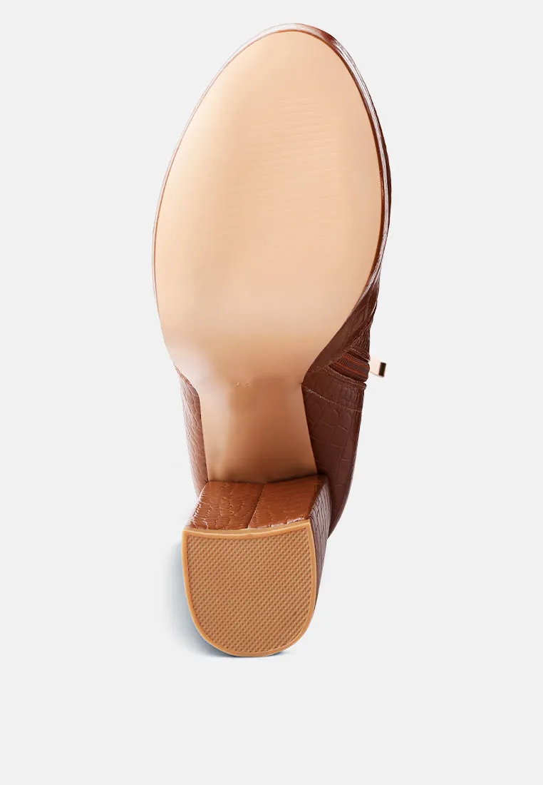 Feral High Heeled Croc Pattern Ankle Boot By Ruw