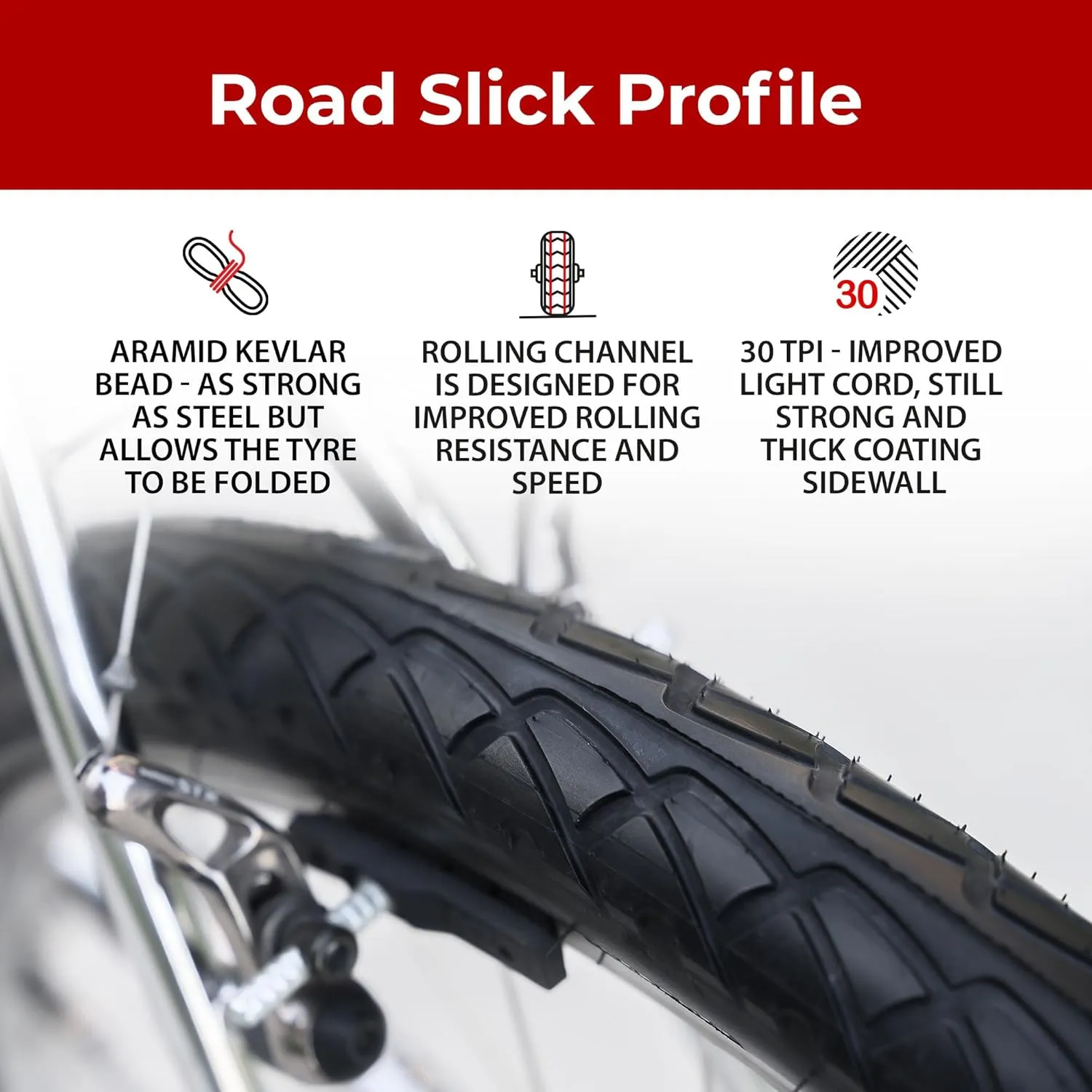 Fincci Pair 26x1.95 Bike Tire - Slick City 26 inch Bike Tires - 53-559 Black Foldable Mountain Bike Tires with Kevlar - 26" Wheelset for Electric, Folding Road bikes, Bike Trainer MTB Accessories Leno