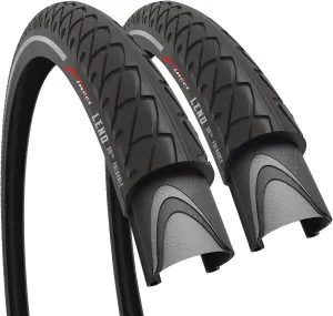 Fincci Pair 26x1.95 Bike Tire - Slick City 26 inch Bike Tires - 53-559 Black Foldable Mountain Bike Tires with Kevlar - 26" Wheelset for Electric, Folding Road bikes, Bike Trainer MTB Accessories Leno