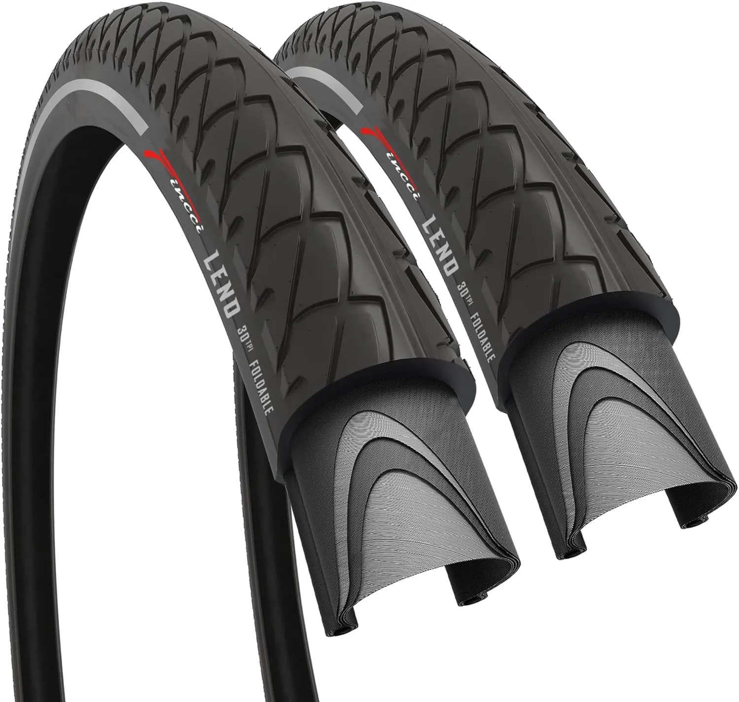Fincci Pair 26x1.95 Bike Tire - Slick City 26 inch Bike Tires - 53-559 Black Foldable Mountain Bike Tires with Kevlar - 26" Wheelset for Electric, Folding Road bikes, Bike Trainer MTB Accessories Leno