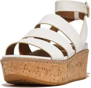 FitFlop Women's Eloise Leather/Cork Strappy Wedge Sandals