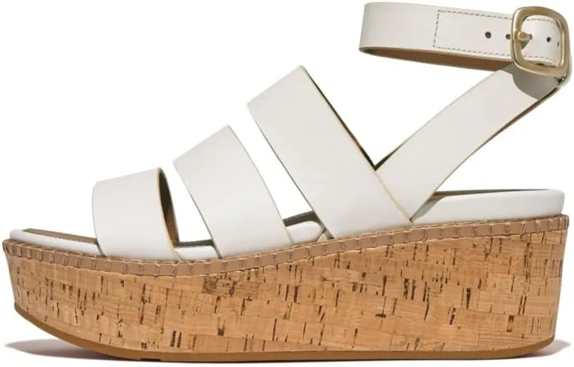 FitFlop Women's Eloise Leather/Cork Strappy Wedge Sandals