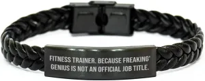 Fitness Trainer Gifts for Her, Funny Inspirational Quote Interlaced Leather bracelet, Unique Valentine's Unique Gifts for Fitness Fanatics