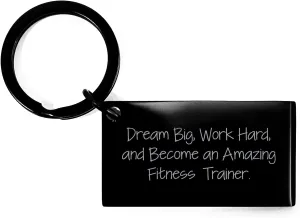 Fitness Trainer Keychain, Gift from Friends, Inspirational Quote, Black Stainless Steel, Perfect for Mother's Day