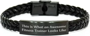 Fitness Trainer's Awesome Interlaced Leather Bracelet Gift from Mom, Perfect for Inspirational Role Models on Mother's Day