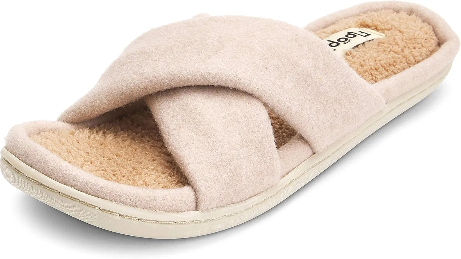Floopi Women's Ultra Soft Padded Felt Criss Cross Slide with French Terry Insole, Memory Foam and Anti Skid Rubber Outsole for Summer
