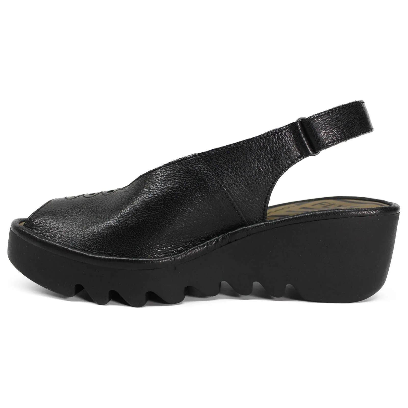 Fly London Baye386Fly Leather Peep Toe Women's Wedge Heel Sandals