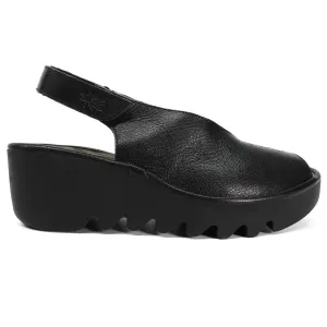 Fly London Baye386Fly Leather Peep Toe Women's Wedge Heel Sandals