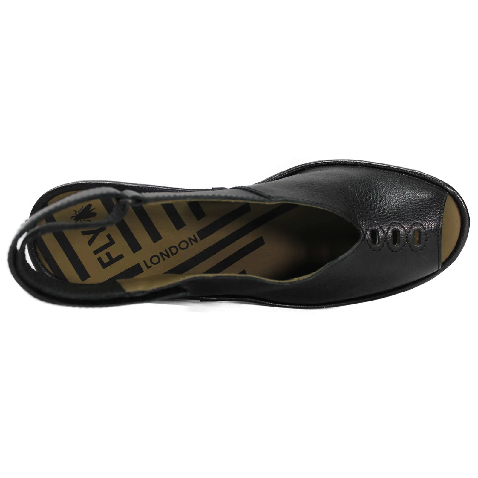 Fly London Baye386Fly Leather Peep Toe Women's Wedge Heel Sandals