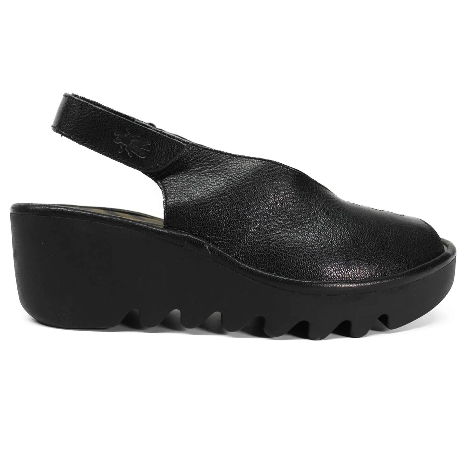 Fly London Baye386Fly Leather Peep Toe Women's Wedge Heel Sandals