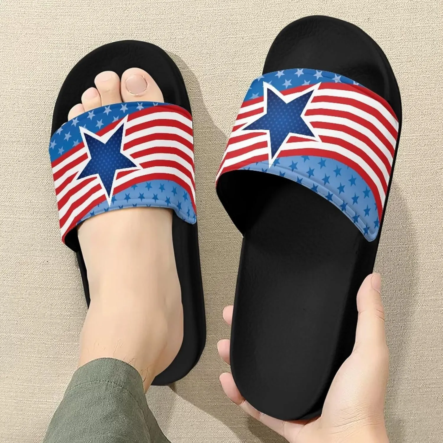 Footwear for Mens Open Toe Athletic Sandals Anti-Slip Sole Slide Sandals Pillow House Flat Shoes Comfortable Slip On Slippers for Indoor & Outdoor