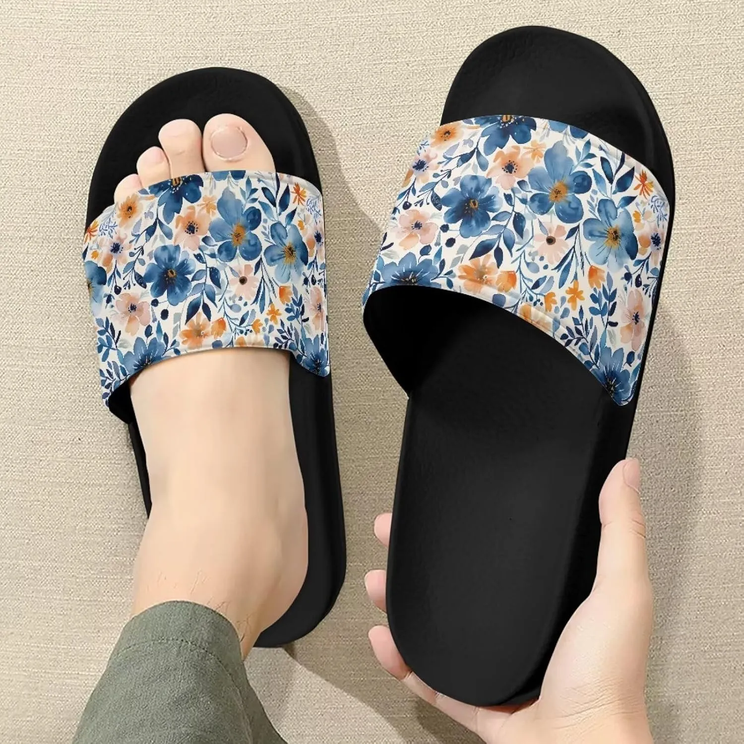 Footwear for Womens Open Toe Athletic Sandals Anti-Slip Sole Slide Sandals Pillow House Flat Shoes Comfoy