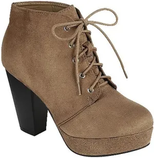 Forever Link Women's Comfort Chunky Heel Lace Up Ankle Booties