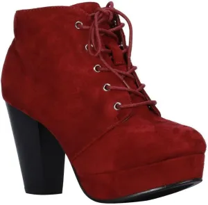 Forever Link Women's Comfort Chunky Heel Lace Up Ankle Booties