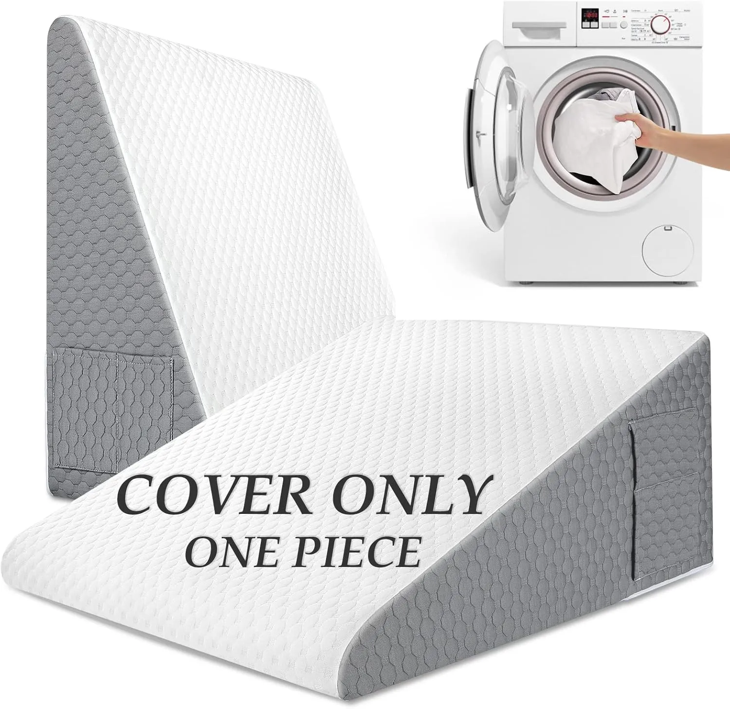 Forias Wedge Pillow Cover for 12" Wedge Pillow for Sleeping, Wedge Pillow Case for Wedge Pillow Replacement, Removable & Machine Washable Air Layer Wedge Cover