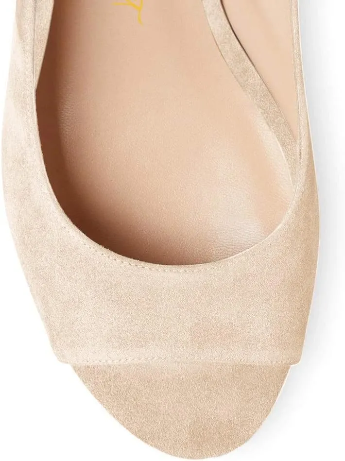 FOWT Women Peep Toe Slingback Platform Wedge Sandals High Heel Buckle Open Toe Ladies Summer Cork Sole Shoes Size 4-15 M US
