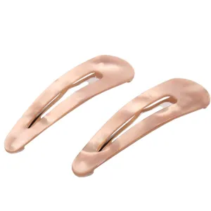 French Amie Clic Clac Large Handmade Celluloid Acetate Set of 2 Snap Hair Clips No Slip Side Slide-in Barrette for Women and Girls (Glossy Golden)