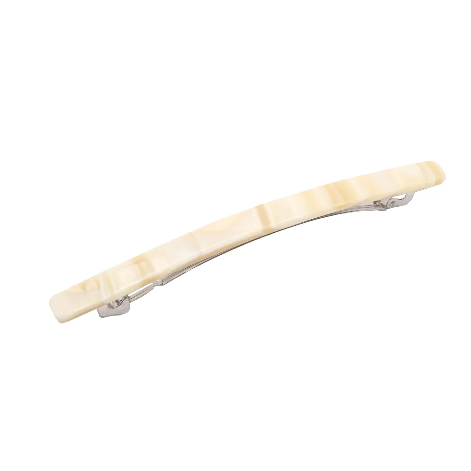 French Amie Long and Thin Large 4" Handmade Celluloid Hair Barrette Clip for Girls Automatic Strong Hold Hair Clips for Women No Slip Durable Paris Hair Accessories, Made in France (Cream Nougat)