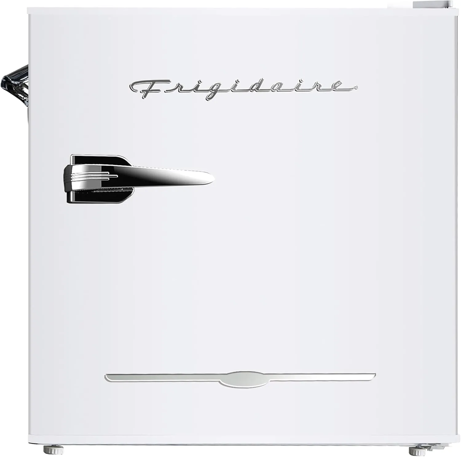 Frigidaire Retro Compact Fridge with Chiller, Countertop, Built-In Bottle Opener, Compact Refrigerator 1.6 cu ft, Mini Fridge for Office, Bedroom, Dorm Room or Cabin - 16" D x 18" W x 18.5" H (White)