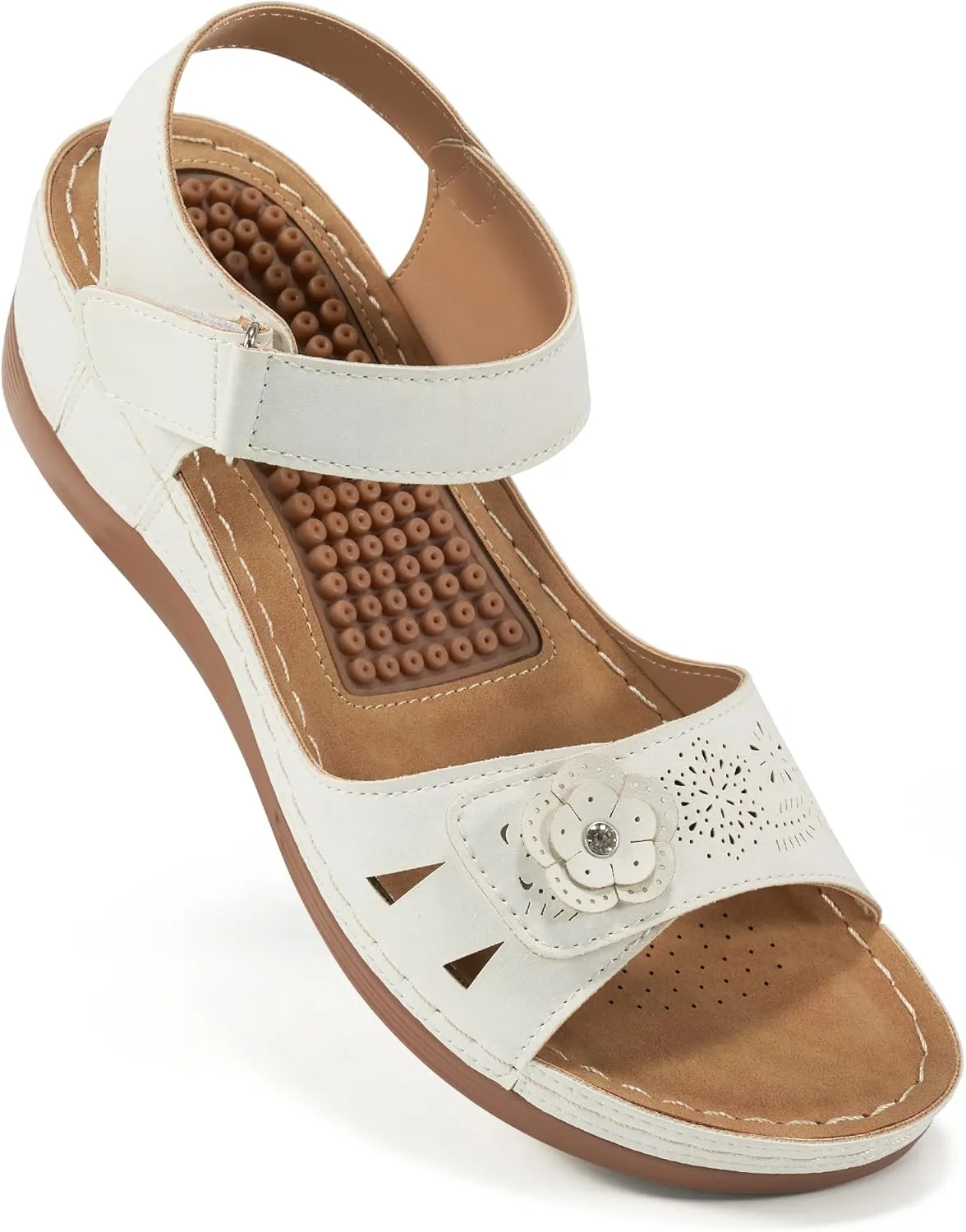 FUDYNMALC Sandals for Women Orthopedic Shoes: Comfortable Dressy Womens Wedge Sandal Summer Walking Wedges - Casual Platform Sandals with Adjustable Hook Loop