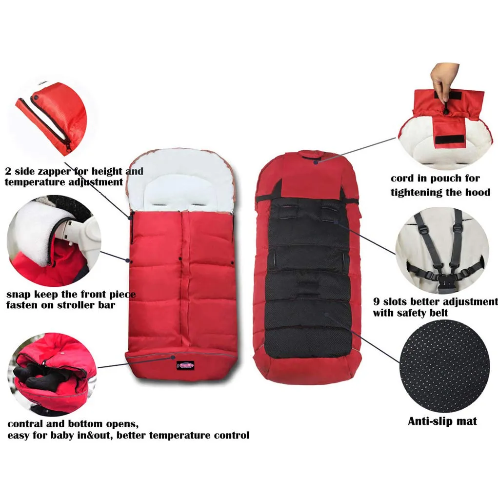 funlife Anti-Kick Winter Warm Blanket, Cozy Baby Sleeping Bag Cocoon - Adaptable for Most Stroller Styles, Water Repellent, Anti-Slip, Extendable, Multifunction Use Footmuff