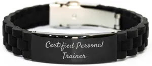 Funny Quotes for Personal Trainers Gifts from Mom, Glide lock Clasp Black Stainless Steel Silicone Adjustable Mother's Day Unique Gifts for Women