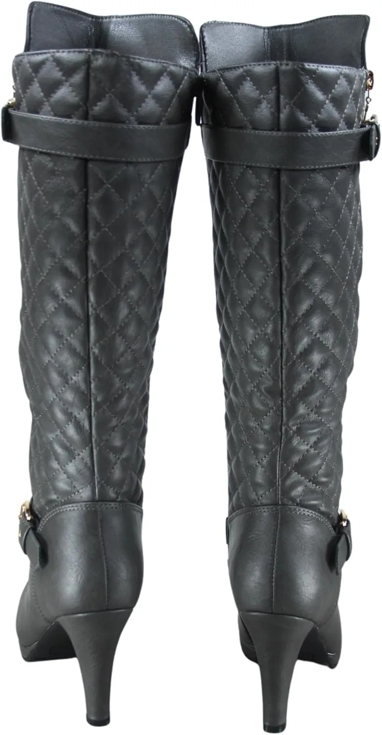 FZ-Win-45 Women's Fashion Round Toe High Heel Platform Zipper Knee High Boots