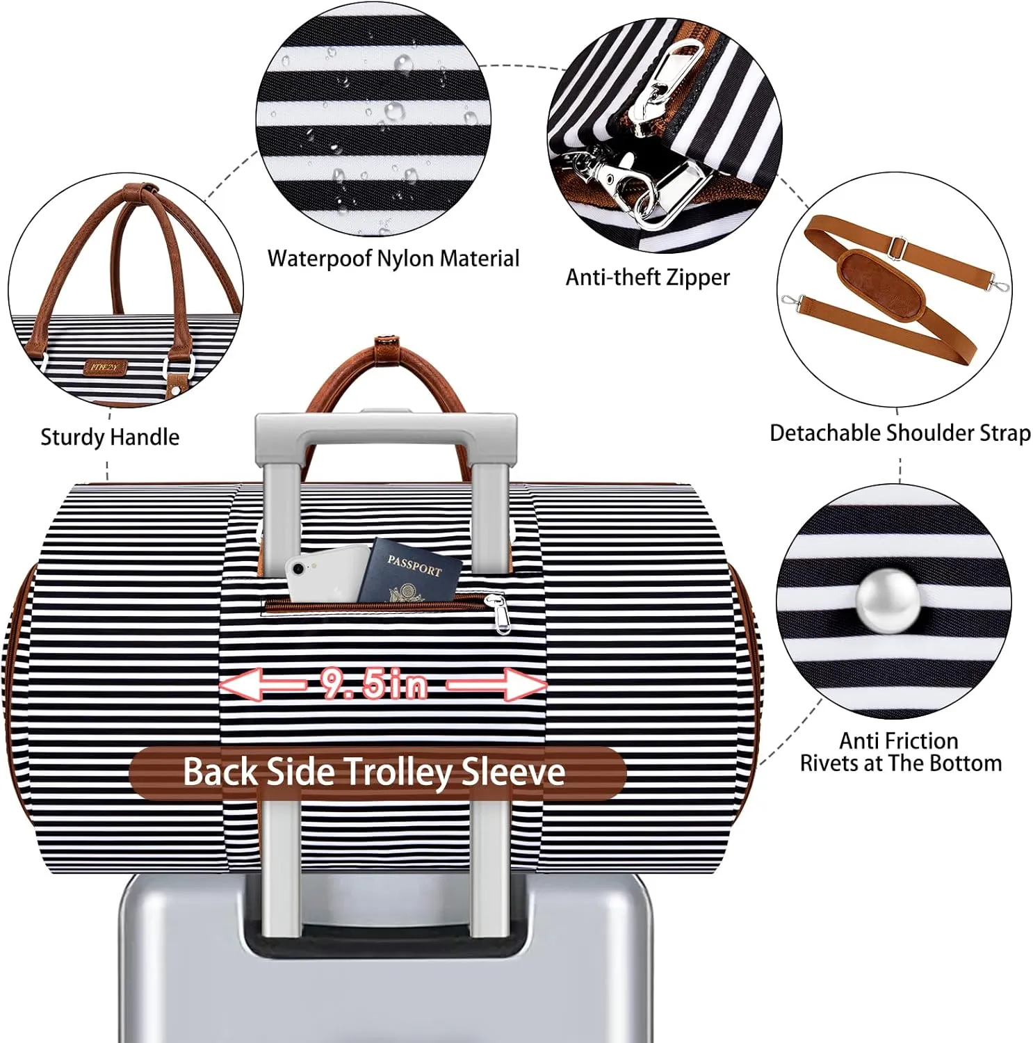 Garment Duffle Bag for Travel - Convertible Carry on Garment Duffel Travel Bag for Women Men Large Weekender Bag with Shoes Pouch 2 in 1 Hanging Suit Travel Duffel Bag 3pcs Set