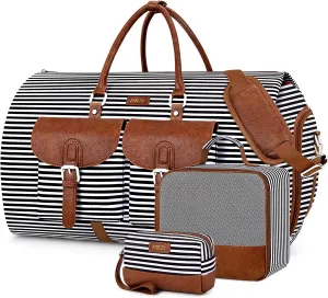 Garment Duffle Bag for Travel - Convertible Carry on Garment Duffel Travel Bag for Women Men Large Weekender Bag with Shoes Pouch 2 in 1 Hanging Suit Travel Duffel Bag 3pcs Set