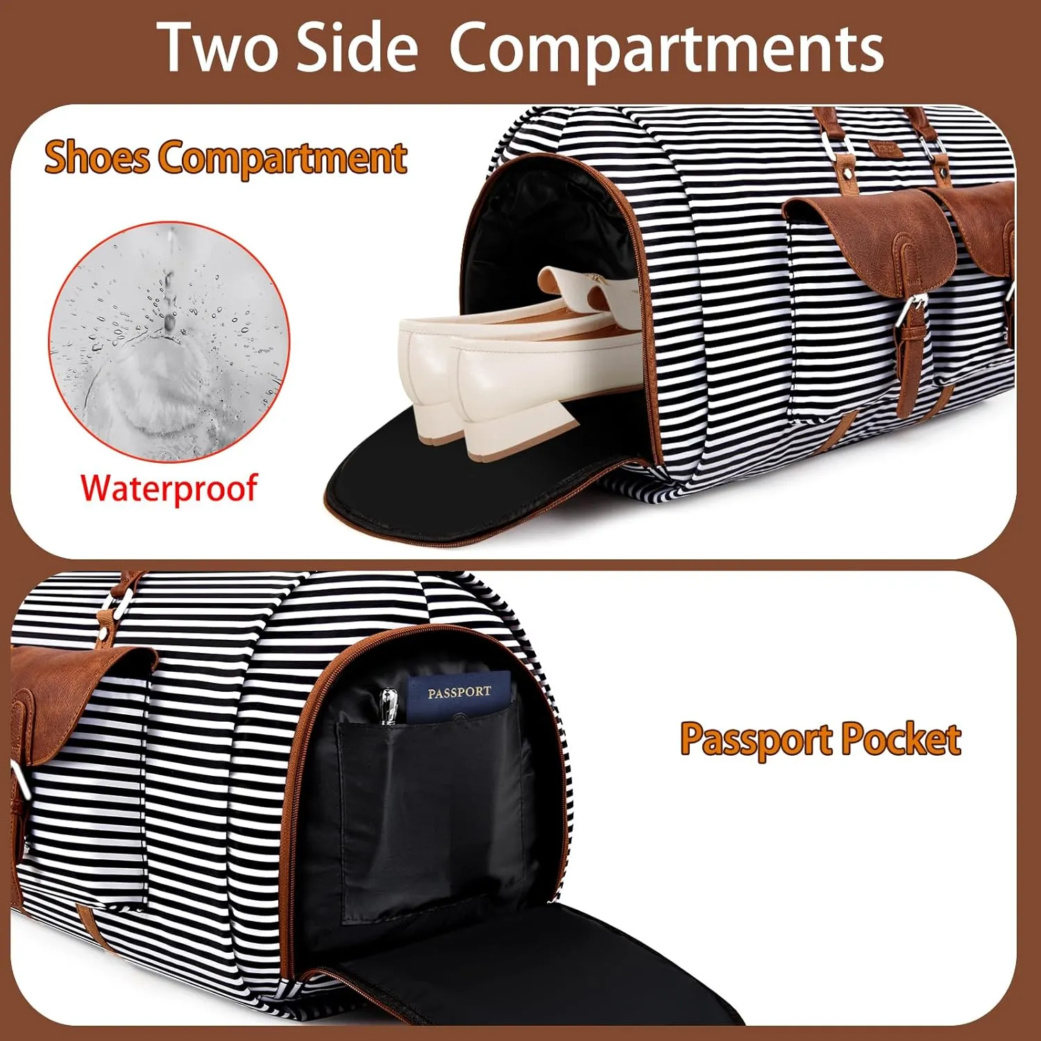 Garment Duffle Bag for Travel - Convertible Carry on Garment Duffel Travel Bag for Women Men Large Weekender Bag with Shoes Pouch 2 in 1 Hanging Suit Travel Duffel Bag 3pcs Set