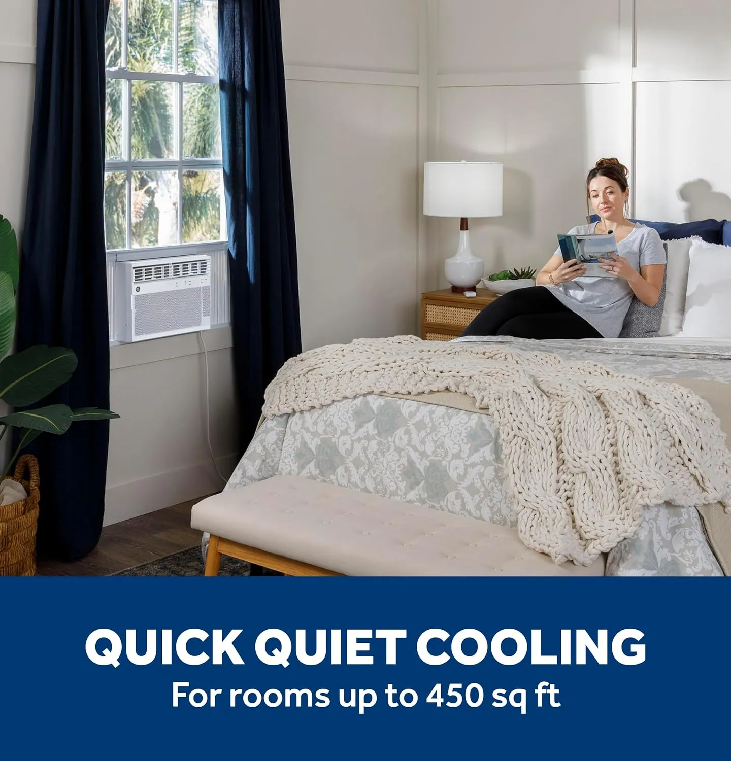 GE AWCS10WWA Window Air Conditioner, Wi-Fi Enabled, Energy-Efficient Cooling for Medium Rooms up to 450 sq ft, Easy Install Kit, Control Using Remote or Smartphone App, New 10,000 BTU, White