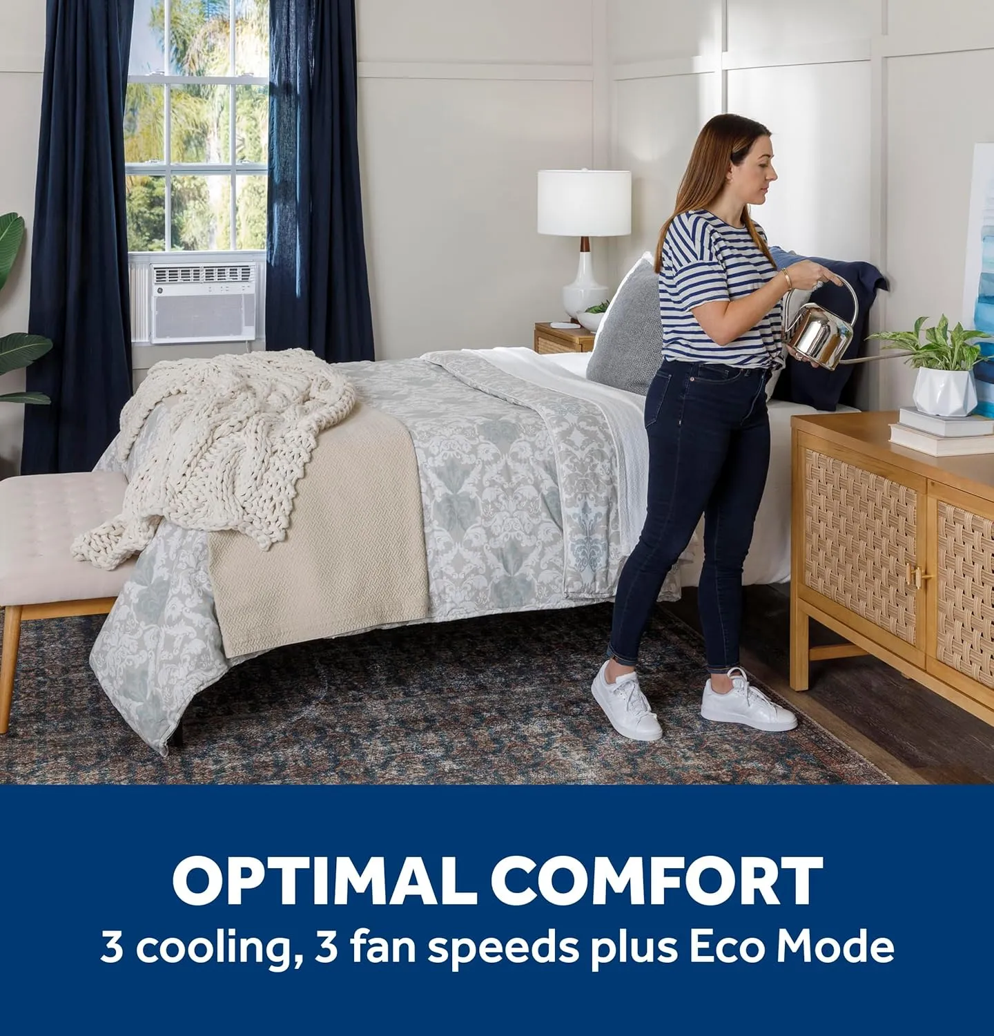 GE AWCS10WWA Window Air Conditioner, Wi-Fi Enabled, Energy-Efficient Cooling for Medium Rooms up to 450 sq ft, Easy Install Kit, Control Using Remote or Smartphone App, New 10,000 BTU, White