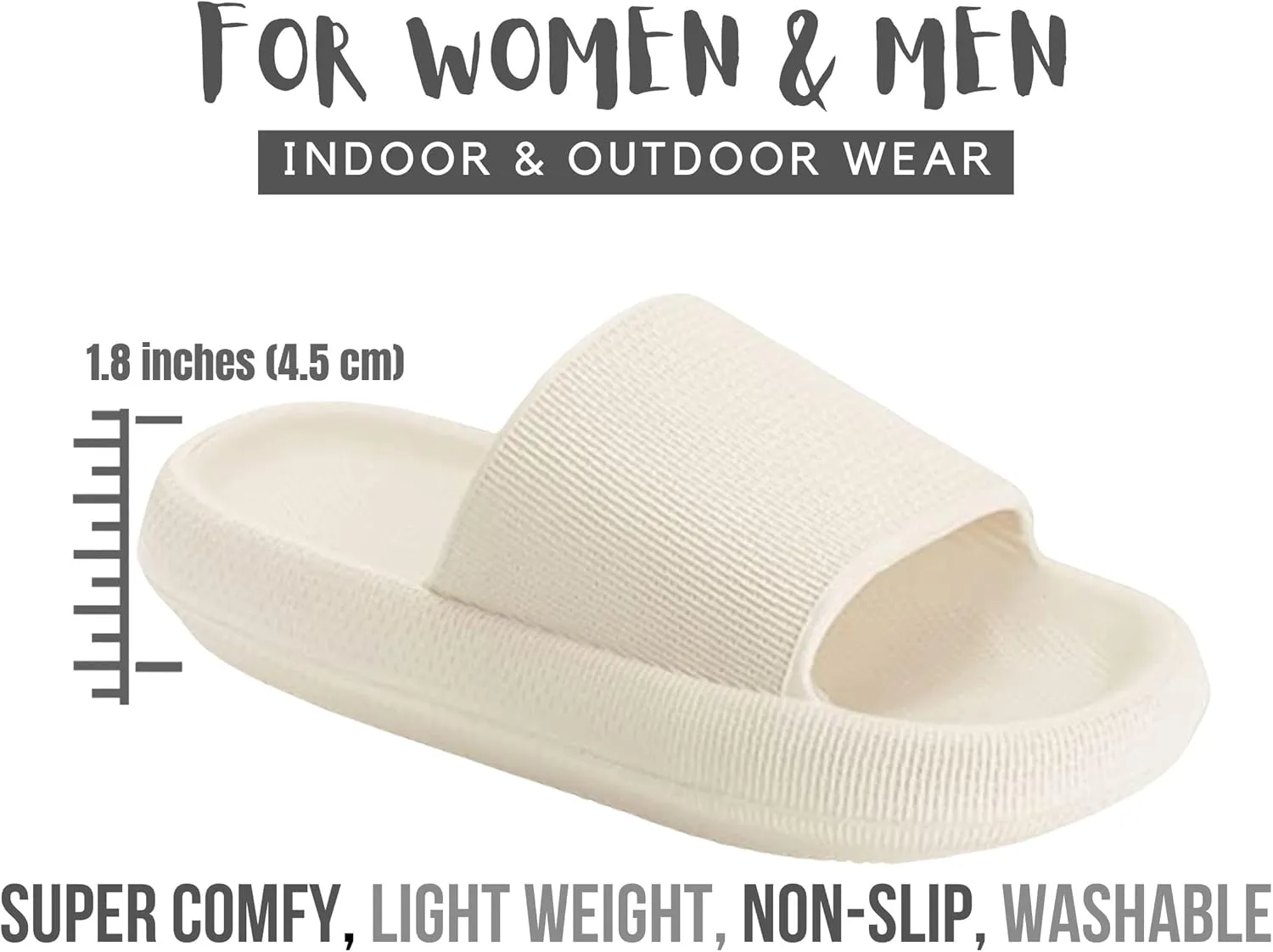Genuine Pillow Slippers for Women and Men | House Slides Shower Sandals | Extremely Comfy | Cushioned Thick Sole | Cloud Slides | Lightweight Non-Slip Easy to Clean