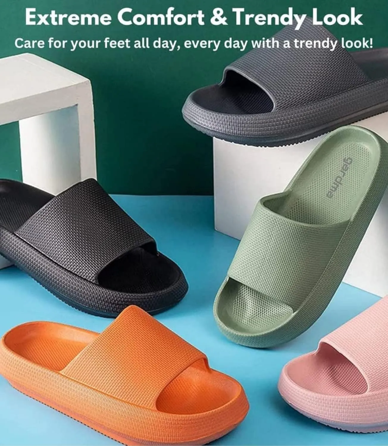 Genuine Pillow Slippers for Women and Men | House Slides Shower Sandals | Extremely Comfy | Cushioned Thick Sole | Cloud Slides | Lightweight Non-Slip Easy to Clean