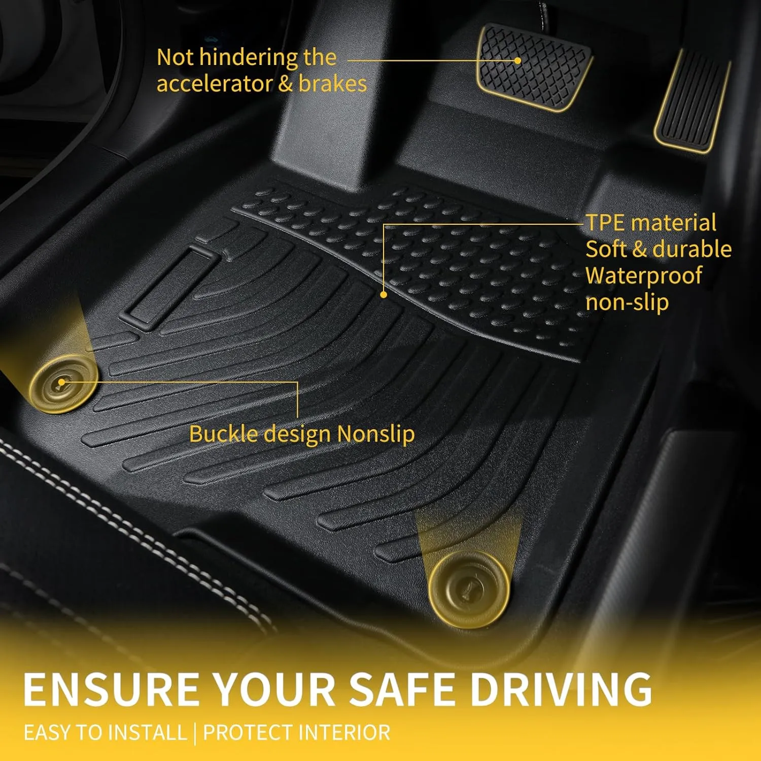 GINOWY-Floor Mats with Cargo Liner for Nissan Ariya 2023 2024 2025, All Weather Car Floor Mat Cargo Trunk Mat TPE Rubber Liners Ariya Accessories