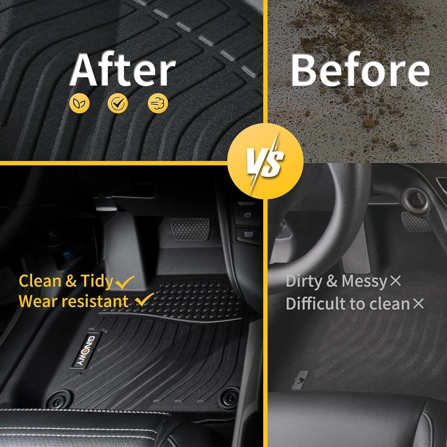 GINOWY-Floor Mats with Cargo Liner for Nissan Ariya 2023 2024 2025, All Weather Car Floor Mat Cargo Trunk Mat TPE Rubber Liners Ariya Accessories