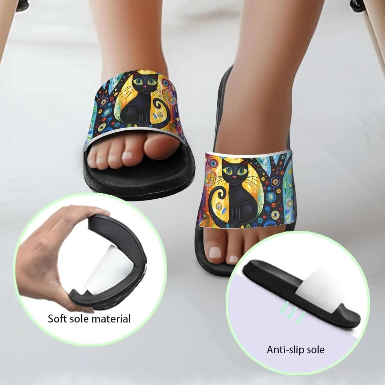 Girls Slide Sandals Lightweight Kids Summer Slippers with EVA Sole