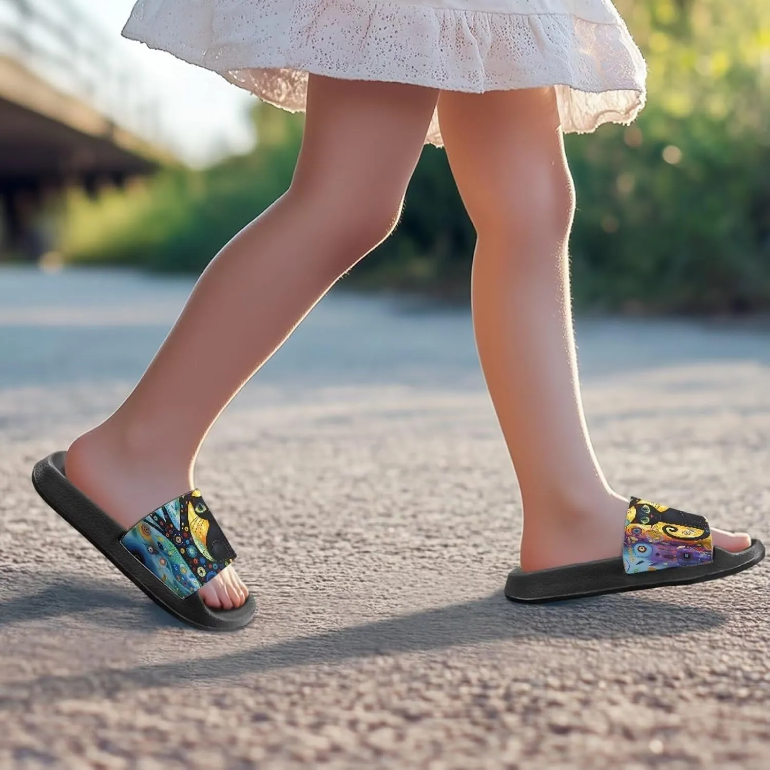 Girls Slide Sandals Lightweight Kids Summer Slippers with EVA Sole