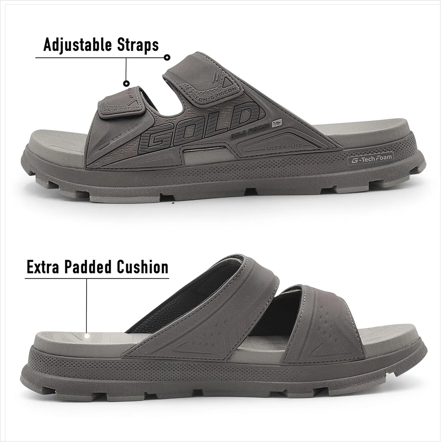 Gold Pigeon Shoes EVA Anti-Fatigue Ultra-Cushion Unisex Slide Sandals Adjustable Straps