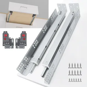 goldenwarm 1 Pair Undermount Soft Close Drawer Slides 21 Inch, Hidden Bottom Mount Full Extension Drawer Rails with Bracket & 3D Adjustable Locking Device, Heavy Duty 100 LB Capacity