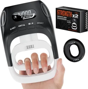 Grip Strength Tester & Trainer 2-in-1 Combo Set-Digital Hand Dynamometer with LCD Display, Max 400lb/180kg Capacity, Resistance Ring with Ergonomic Design for Sports, Gym, Home & Rehab