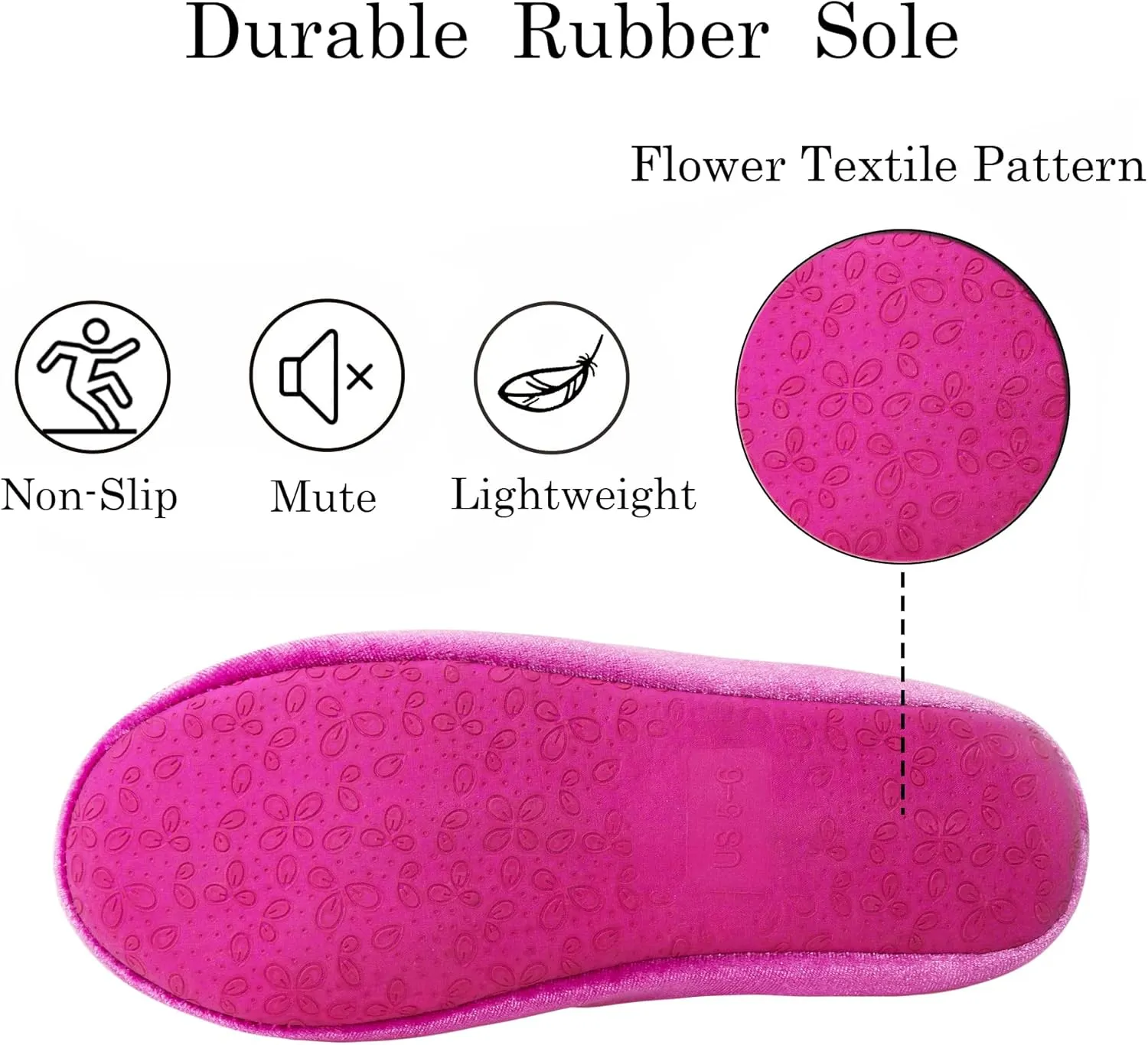 GRITHEIM Women's Fuzzy Pom Pom Velvet Memory Foam House Slippers Ladies Cozy Chenille Knit Bedroom Slippers Non-slip Sole Indoor Outdoor