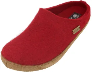 HAFLINGER Unisex Emils Wool Felt Slide Slipper, Chili, 6-6.5 US Women